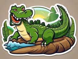 Crocodile cartoon - powerful river hunter  cartoon sticker style