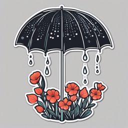 Rainy garden sticker- Droplets on petals, , sticker vector art, minimalist design