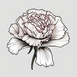 Carnation January Flower Tattoo,Symbolism of carnations as the birth flower for January in a stylish and meaningful tattoo.  simple color tattoo,minimal vector art,white background