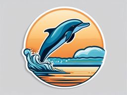 Dolphin Sticker - A playful dolphin leaping out of the water. ,vector color sticker art,minimal