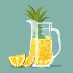 Pineapple and Pineapple Slices in Water Pitcher Clipart - Pineapple and pineapple slices in a water pitcher.  color vector clipart, minimal style