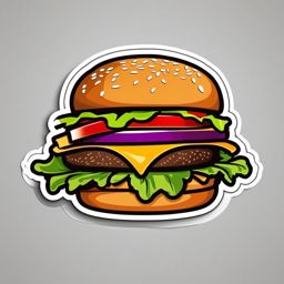 Hamburger Sticker - Hamburger for fast food lovers, ,vector color sticker art,minimal