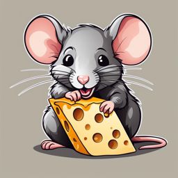 rat clipart - a cute rat nibbling on cheese, bringing a smile 