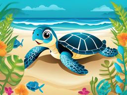 Sea Turtle clipart - baby sea turtle hatching  clipart