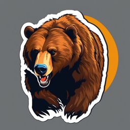 Kodiak Bear Sticker - A formidable Kodiak bear with powerful claws, ,vector color sticker art,minimal