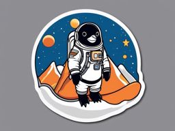 Penguin Astronaut Sticker - A penguin exploring space in an astronaut suit. ,vector color sticker art,minimal