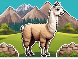 Llama cartoon - woolly, mountain-dwelling animal  cartoon sticker style