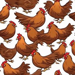 Welsummer Chicken cartoon - Dutch chicken breed with reddish-brown feathers  cartoon sticker style