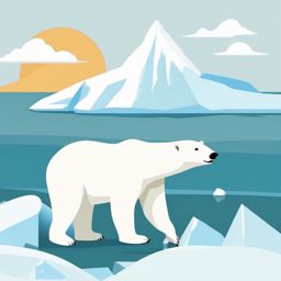 Polar Bear Clip Art - Polar bear on an ice floe,  color vector clipart, minimal style