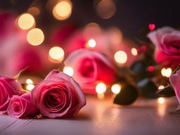 Valentine's Day background - Soft-focus roses with glowing fairy lights in the background  aesthetic background wallpaper