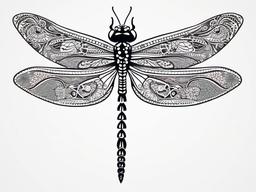 Dragon Fly Henna - Henna-style temporary tattoo featuring a dragonfly design.  simple color tattoo,minimalist,white background