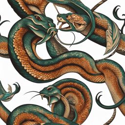 Rattlesnake tattoo, Tattoos inspired by the iconic and rattling rattlesnake. colors, tattoo patterns, clean white background