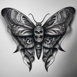 moth tattoo with skull  