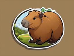 Capybara cartoon - friendly giant rodent  cartoon sticker style