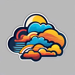 Cloud with sun and rain sticker- Changing weather, , sticker vector art, minimalist design