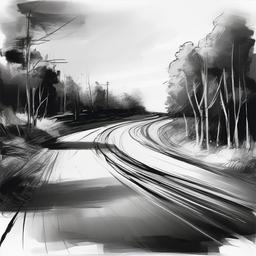 sketch of a road  minimal rough sketch scribbles,doodles,black and white