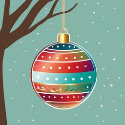 Christmas Ornament clipart - colorful bauble hanging on a tree  color,minimalist,vector clipart