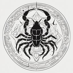 Scorpio Astrological Tattoo - Infuse astrological elements into your Scorpio tattoo for a personalized and cosmic design.  simple vector color tattoo,minimal,white background