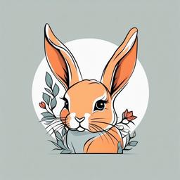 bunny tattoo cute  minimalist color tattoo, vector