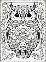 Owl Coloring Pages - Owl with a butterfly  simple coloring pages