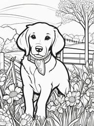 Puppy on a Farm Coloring Pages - Country Adventure for a Happy Puppy  minimal black outline printable sheet, coloring page