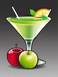 Appletini Extravaganza sticker- Vodka, apple schnapps, and a splash of sour mix, shaken and strained into a sleek martini glass., , color sticker vector art