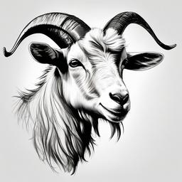 simple drawing of goat  minimal rough sketch scribbles,doodles,black and white