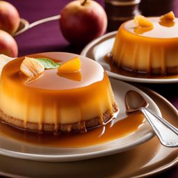 flan, a creamy spanish caramel dessert, savored at a lively fiesta in seville. 