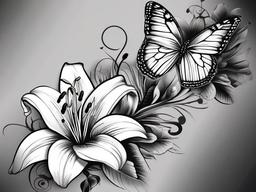 lily flowers with butterfly tattoo  