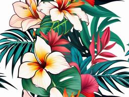 Tropical Flower Tattoo - Celebrate the beauty of tropical flora with a vibrant and colorful tropical flower-themed tattoo.  simple vector color tattoo,minmal,white background