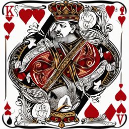 Tattoo king of hearts, King of hearts, a card denoting power and love, immortalized in ink. , tattoo color art, clean white background