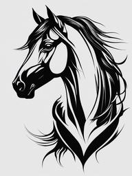 Black Horse Tattoo Meaning - Explore the symbolism associated with black horse tattoos, often representing mystery, strength, and the enigmatic nature of these animals.  simple tattoo,minimalist,white background