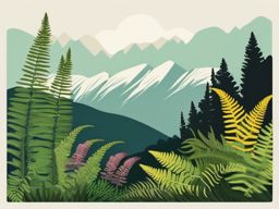 Alpine Mountain Woodsia Clip Art - Mountain woodsia ferns in alpine areas,  color vector clipart, minimal style