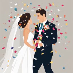 Wedding Confetti clipart - Throwing confetti at the newlyweds, ,vector color clipart,minimal