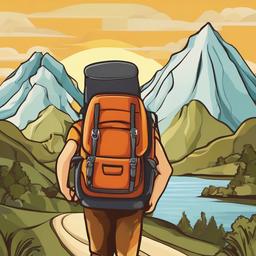 Backpack clipart - backpack on a journey  clipart