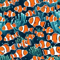 Coral Reef and Clownfish Emoji Sticker - Animated life in a vibrant underwater world, , sticker vector art, minimalist design