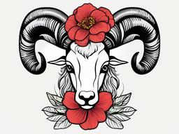 aries birth flower tattoo  simple vector color tattoo