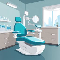 tooth clipart - a gleaming, pristine tooth, showcased in a dental clinic's spotless examination room 