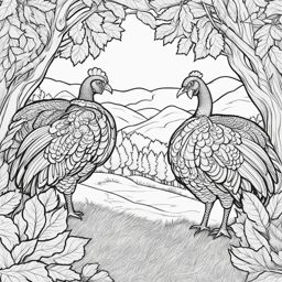 turkey coloring pages - turkeys strut and gobble in the heart of a colorful forest. 