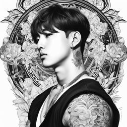 jungkook tattoo black and white design 