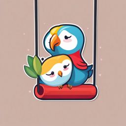 Lovebirds on a Swing Emoji Sticker - Swinging in love's embrace, , sticker vector art, minimalist design