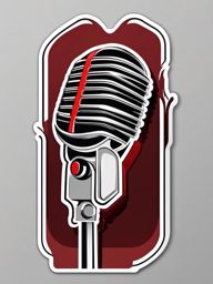 Microphone Sticker - Classic microphone illustration, ,vector color sticker art,minimal