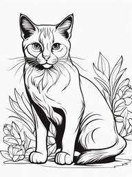 Sassy Cat Coloring Pages - Confident Cat with Attitude  minimal black outline printable sheet, coloring page