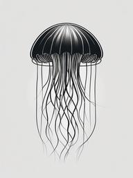 Jellyfish Tattoo Black and White - A classic take on underwater elegance.  minimalist color tattoo, vector