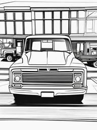 Pickup Truck Coloring Pages - Versatile Truck Ready for Work  minimal black outline printable sheet, coloring page