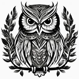 Best Owl Tattoo - Find the best representation of owl charm with a top-notch owl tattoo.  simple color tattoo,vector style,white background