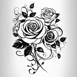 Rose and vine tattoo, Tattoos combining vines with the elegance of roses.  color, tattoo patterns, white clean background