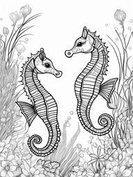 tiny seahorses cute animals coloring page 