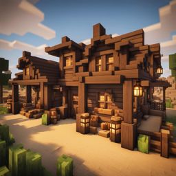 wild west frontier town with saloons and ranches - minecraft house design ideas 