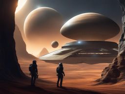 sci-fi alien encounter - illustrate an encounter with extraterrestrial beings in a distant alien landscape. 